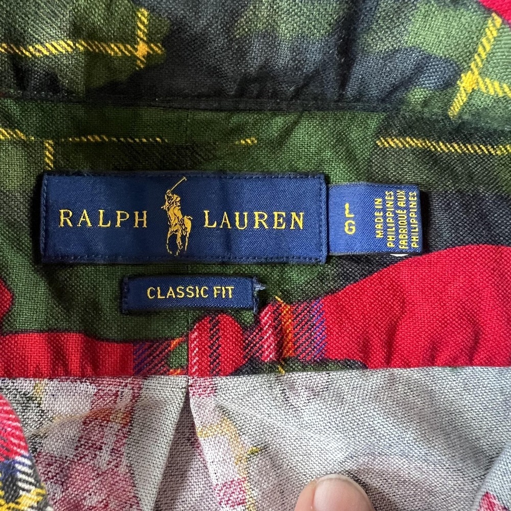 Ralph Lauren Shirt Mens Large Plaid Camo Pattern Mix Classic Fit Button Down - Picture 3 of 11